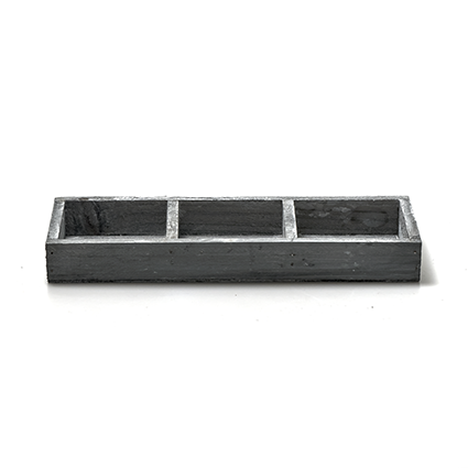 Wooden tray grey 3-comp 3x26x10 cm
