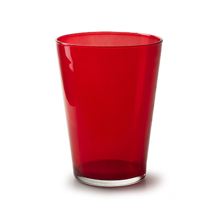 Conical vase 'kick' red transparent h20 d14