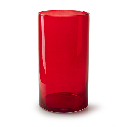 Cilinder 'arthur' rood transparant h30 d15 cm