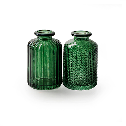 Bottlevase 'jazz' green 2-ass. h10 d6 cm
