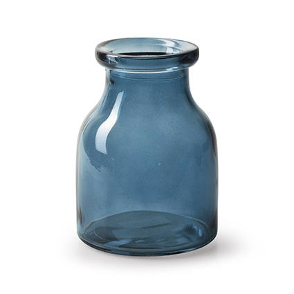 Vaas met rand 'flow' blauw h15 d11 cm