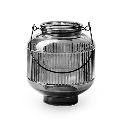 Lantern 'lorren' smoke h17 d14 cm