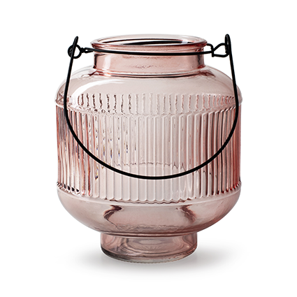 Lantern 'lorren' pink h17 d14 cm