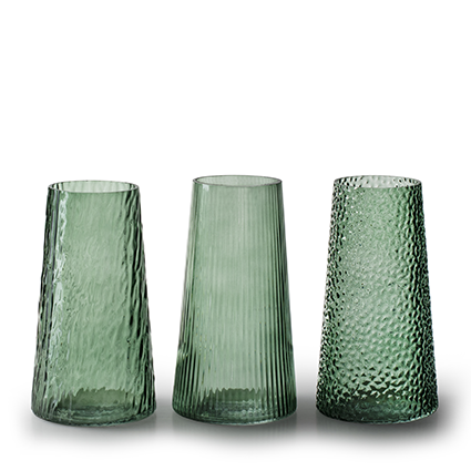 Vase 'dyantha' 3-ass. green h20 d11 cm
