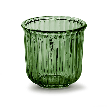 Glass Jar 'day' green h10.5 d11 cm