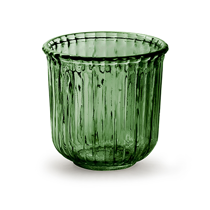 Glass jar 'day' M green h11.5 d12 cm