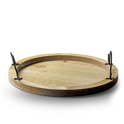 Wooden tray round 'jan' natural h2 d29 cm