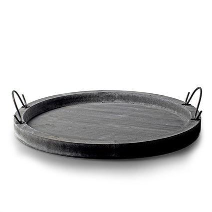 Wooden tray round 'jan' grey h3 d39 cm