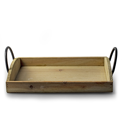 Wooden tray natural h5 d27x22 cm