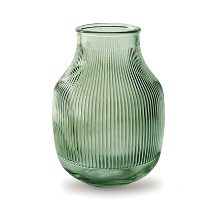 Vase with grooves 'django' green h22 d16/11