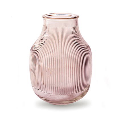 Vaas met ribbel 'django' roze h22 d15,8/11,3 cm