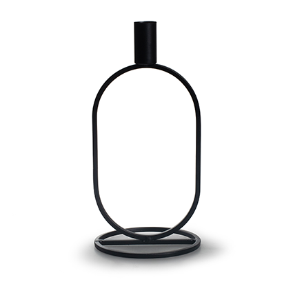 Metal oval candleholder black h22.5 d10.5