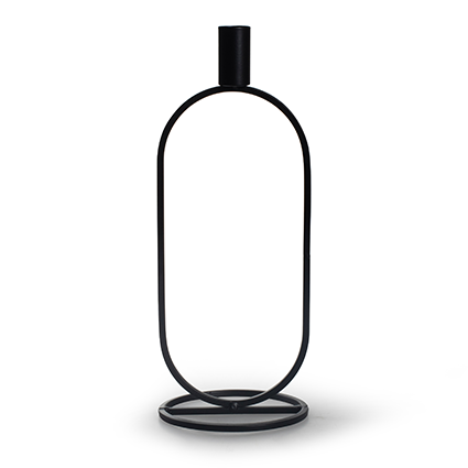 Metal oval candleholder black h27.5 d10.5