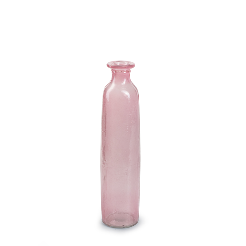 Fles 'tossa' roze h24,5 d5,5 cm