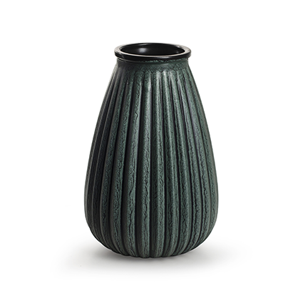 Ribbed vase 'anya' green h22 d14 cm