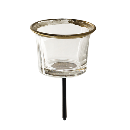 Tealightholder 'joy' with golden rim h4.5 cm +