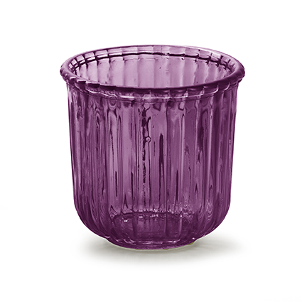 Glass jar 'day' purple h10.5 d11 cm