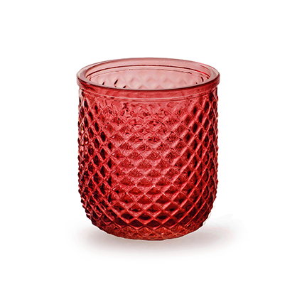 Tealightholder 'kim' red h9.5 d8.5 cm