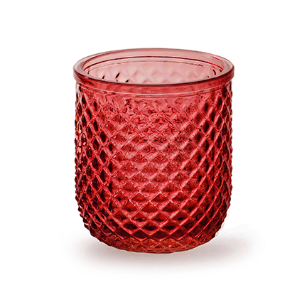 Tealightholder 'kim' red h11.5 d9 cm