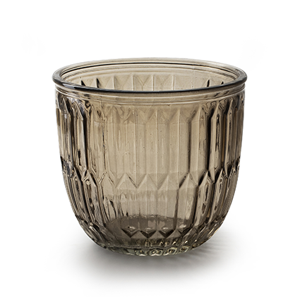 Glass pot 'joey' lightbrown h11.5 d13 cm