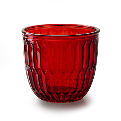 Glass pot 'joey' red h11.5 d13 cm