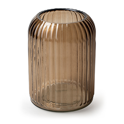 Vase 'striped' light brown h16.5 d10.5 cm