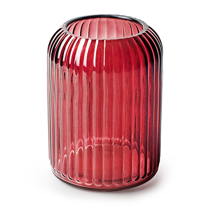 Vase 'striped' light red h16.5 d10.5 cm