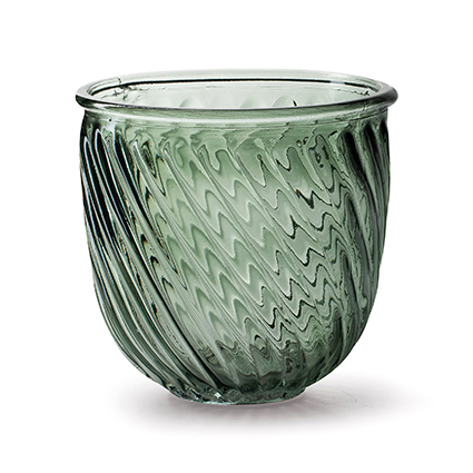 Glass pot 'justin' green h12 d12 cm