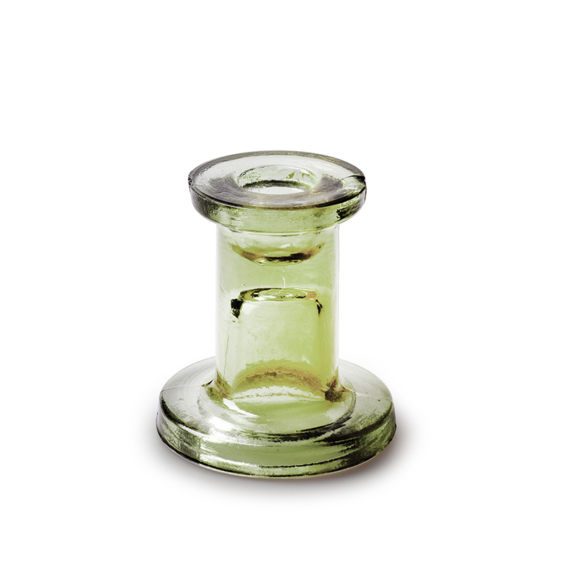 Candleholder 'bing' green h8 d7 cm