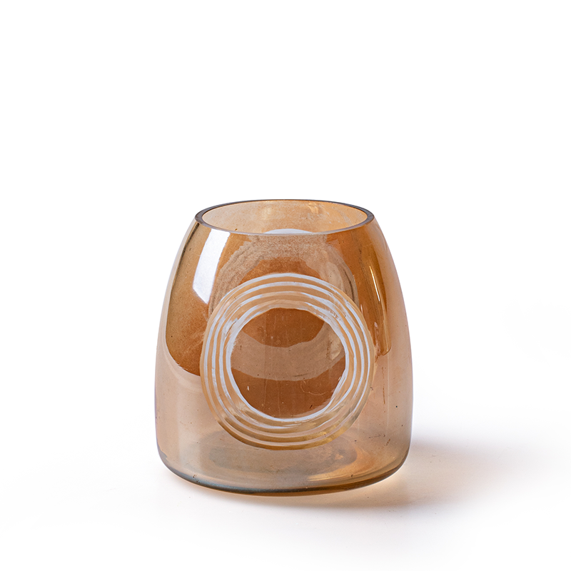 Vaas met ringen 'janine' bruin h9,5 d9,5 cm