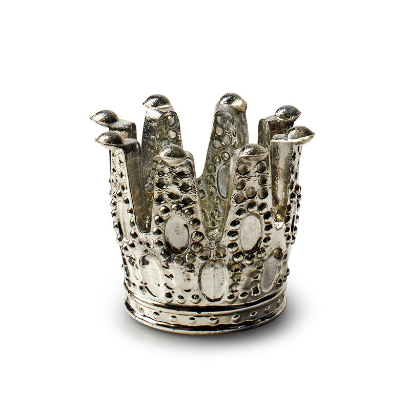 Kaarshouder 'crown' vintage silver h8 d8 cm