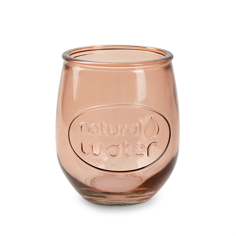 Eco waterglas 'natural water' roze h10,5 d9 cm