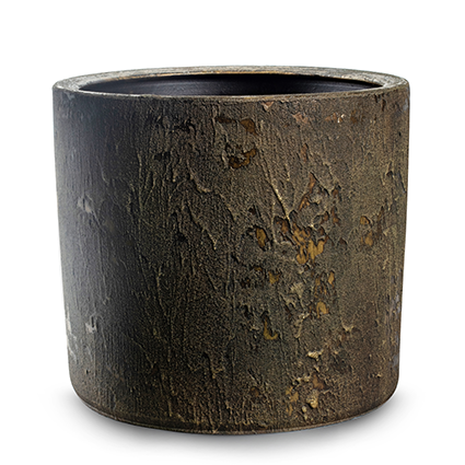 Cylinder pot 'mees' green gold h26 d29 cm