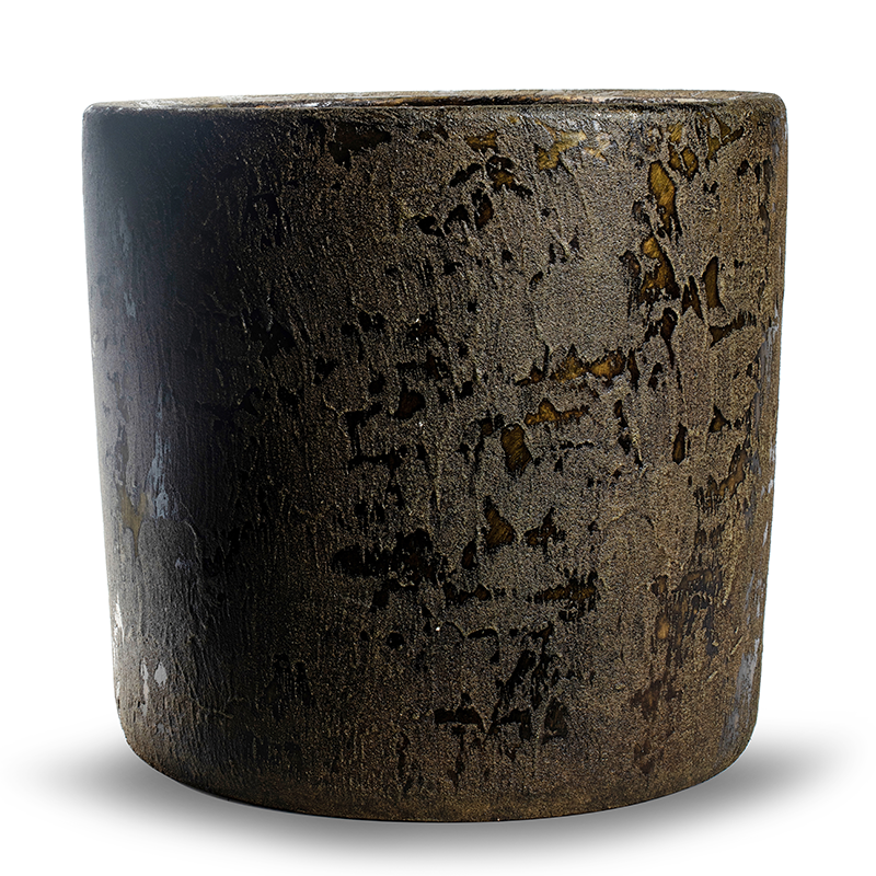 Cylinder pot 'mees' green gold h32 d35 cm