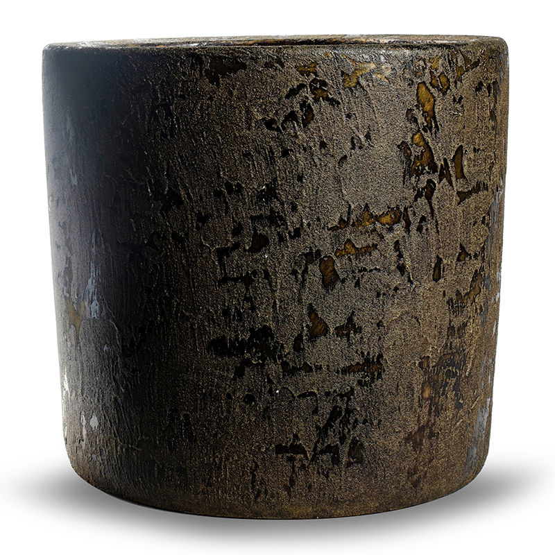 Cylinder pot 'mees' green gold h36 d39 cm