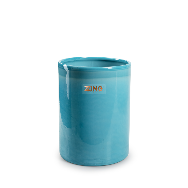 Zzing cilinder 'duncan' blauw h21 d15 cm
