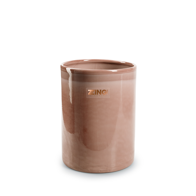 Zzing cilinder 'duncan' roze h21 d15 cm
