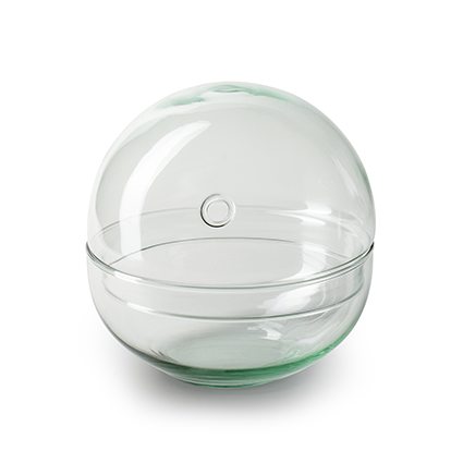 Eco glas 'eggsit' h15 d15 cm met gaatje 2-delig