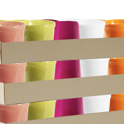 Display 105 st. 'pottz' roze groen fuchsia wit oranje h12,5 d12,5 cm