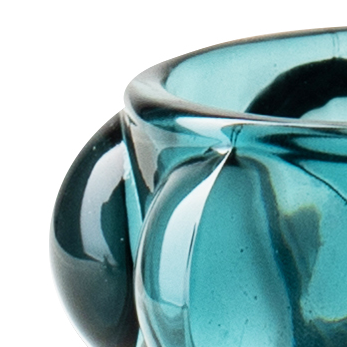 Theelichthouder 'torre' petrol blauw h9,5 d8,5 cm